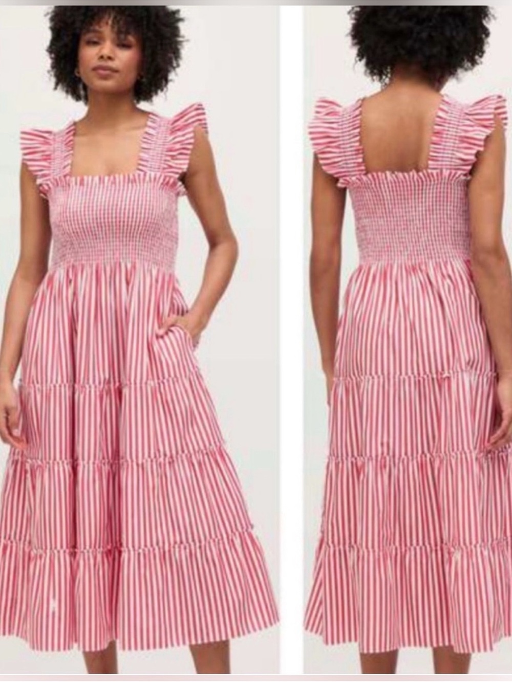Hill House Red Cherry Striped Ellie Nap Dress size Small